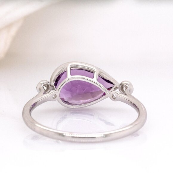 Zambian Amethyst Ring in 14K Solid Gold with Natural Diamonds | Fine Jewelry - Picture 7 of 8